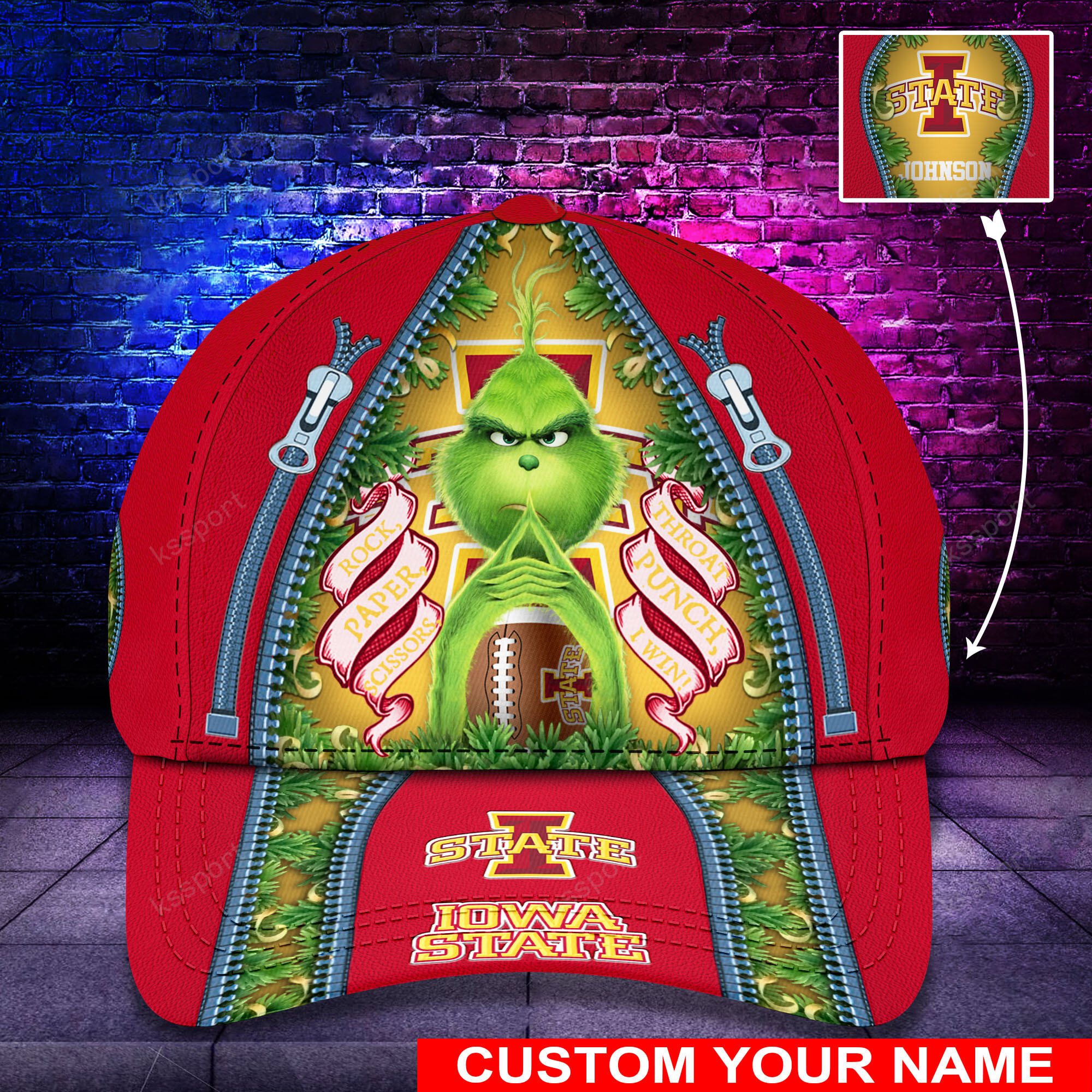 Personalized Grinch Iowa State Cyclones NCAA Custom Cap1