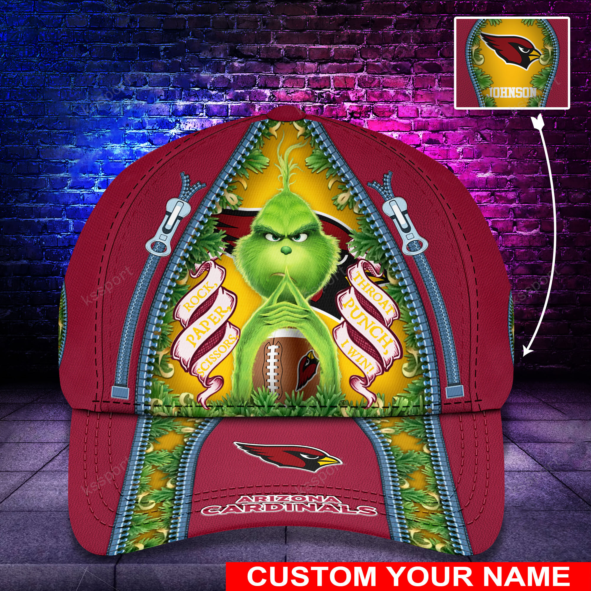 Personalized Grinch Arizona Cardinals NFL Custom Cap1