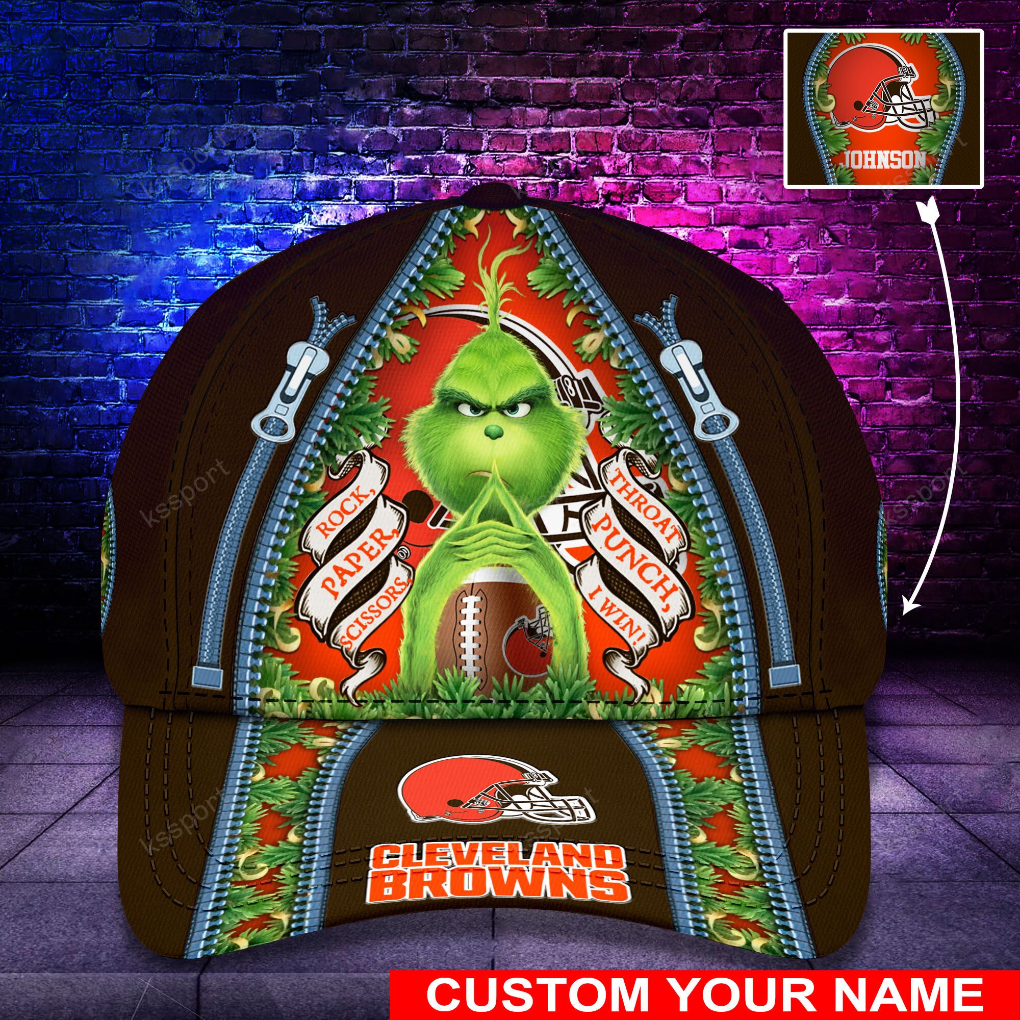 Personalized Grinch Cleveland Browns NFL Custom Cap1