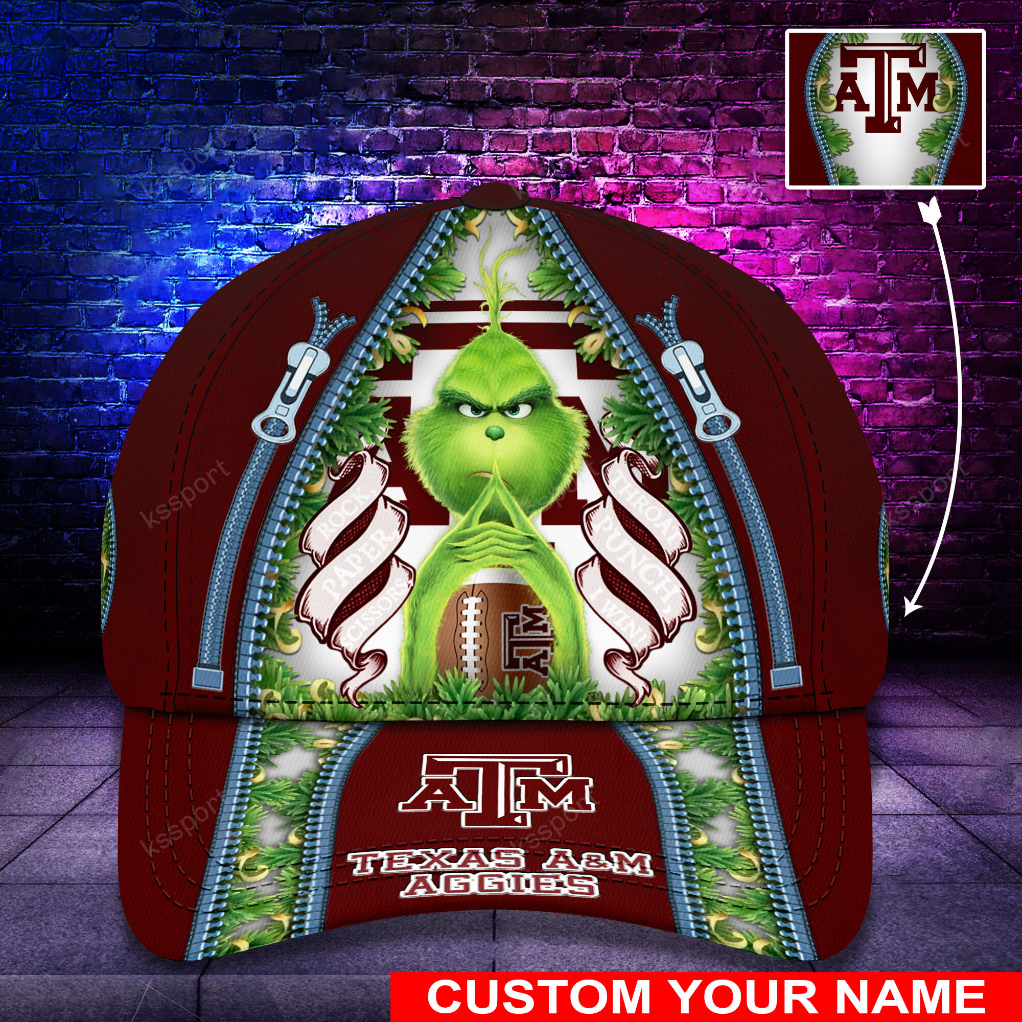 Personalized Grinch Texas A&M Aggies NCAA Custom Cap1