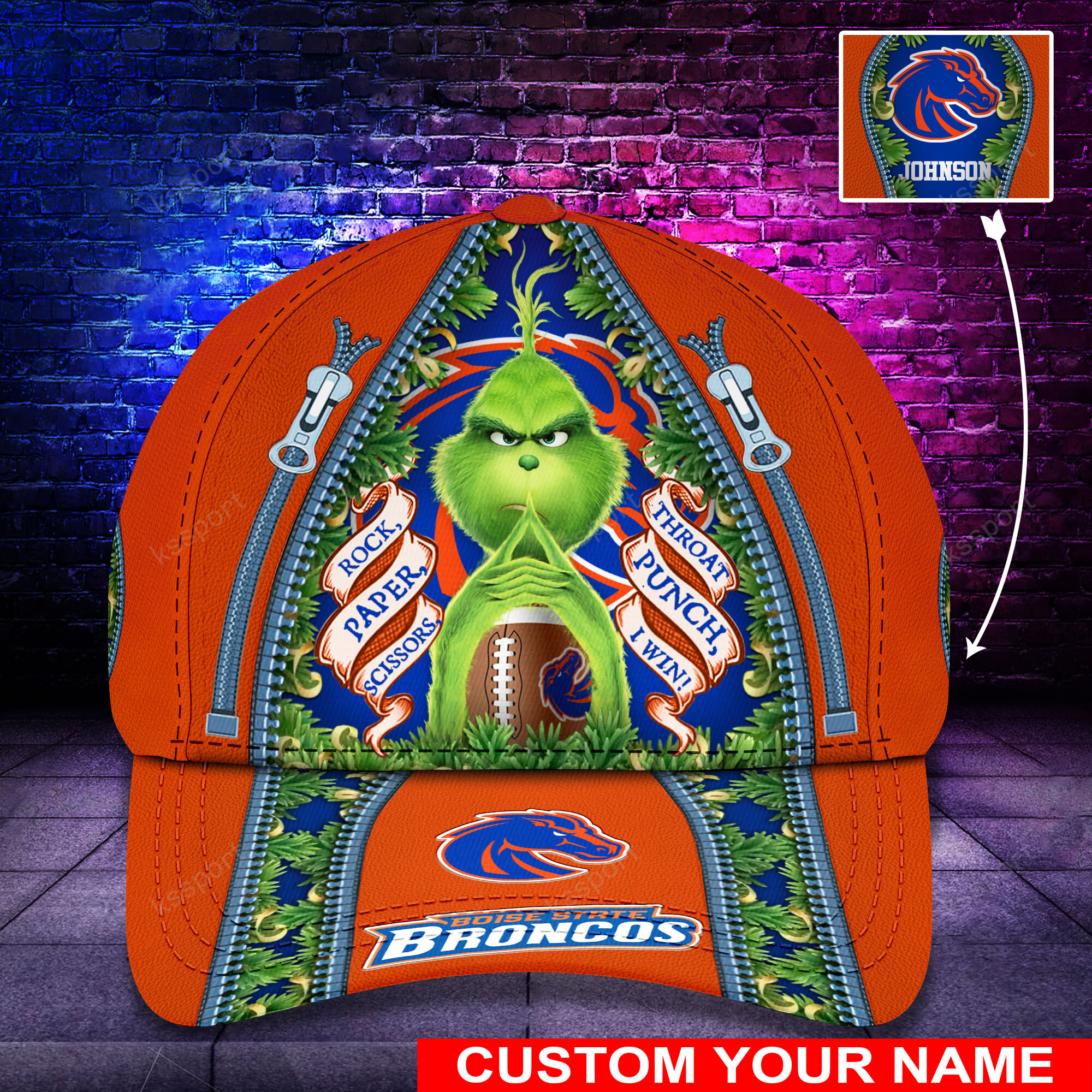 Personalized Grinch Boise State Broncos NCAA Custom Cap1