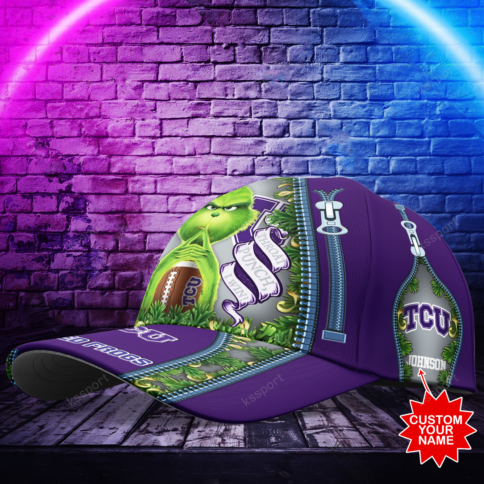 Personalized Grinch TCU Horned Frogs NCAA Custom Cap2