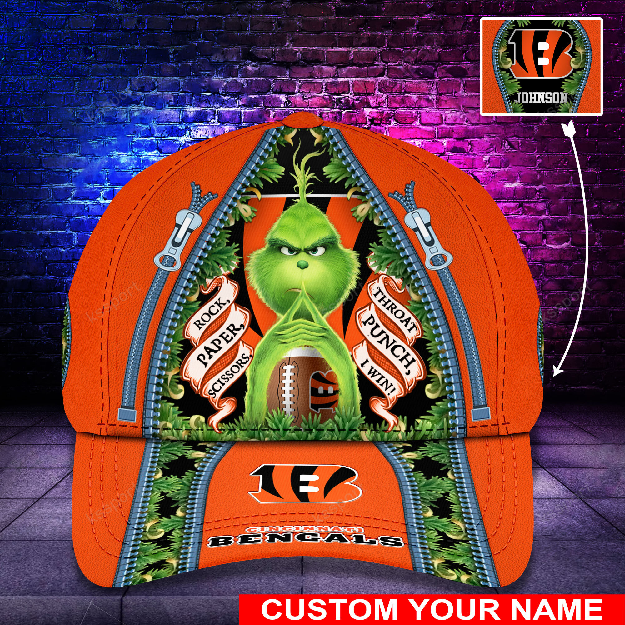 Personalized Grinch Cincinnati Bengals NFL Custom Cap1