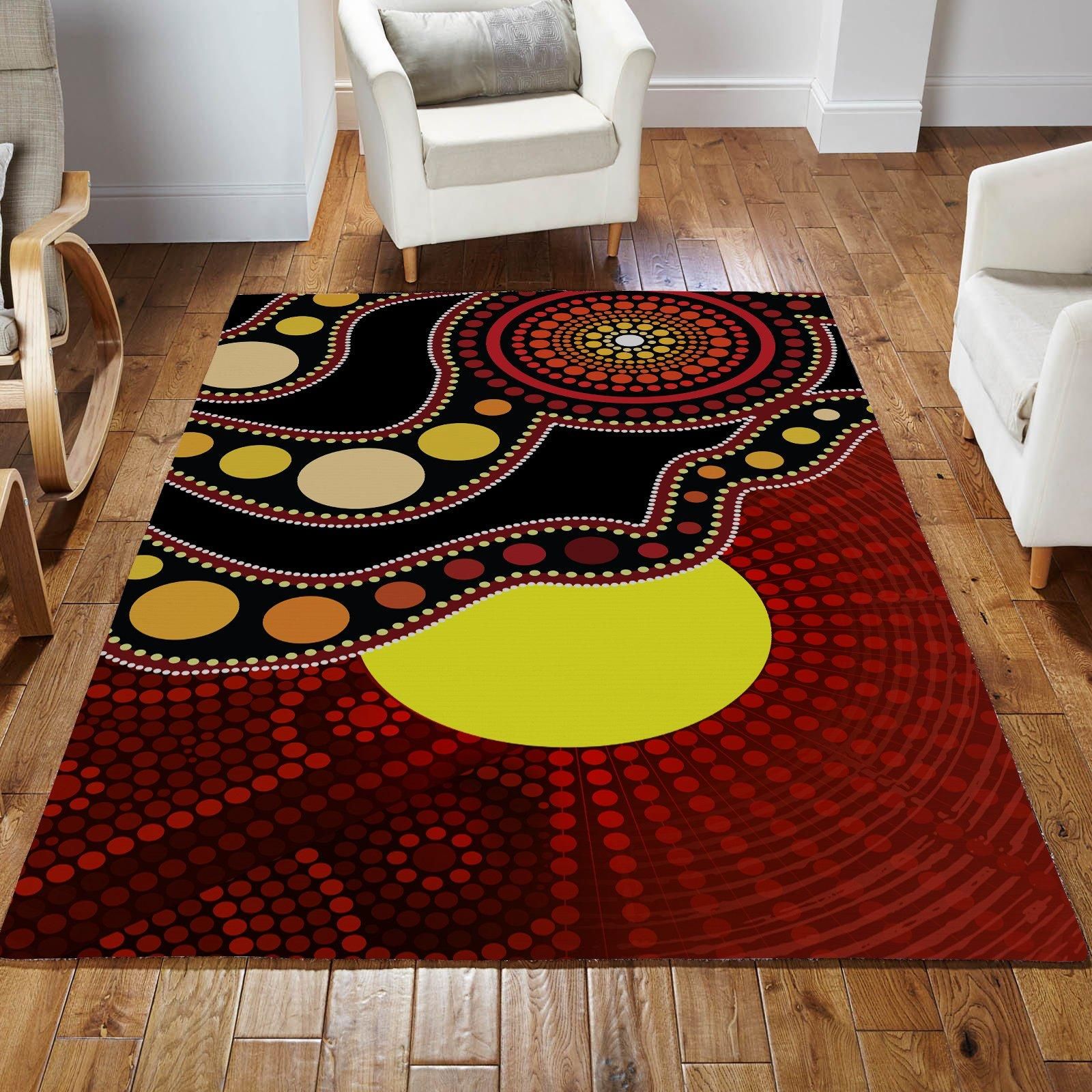 Aboriginal Flag Circle Dot Australia Indigenous Painting Art Rug-HC