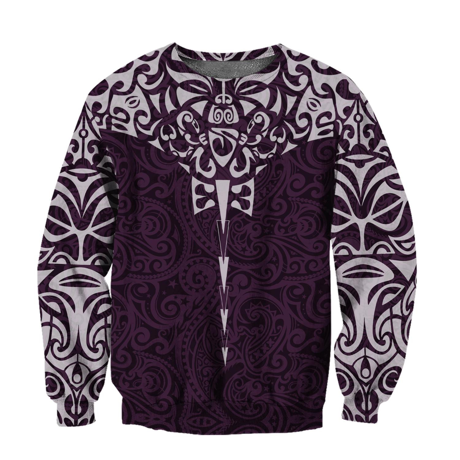 New zealand hoodie manta maori ta moko purple 3d all over printed shirt and short for man and women-PL