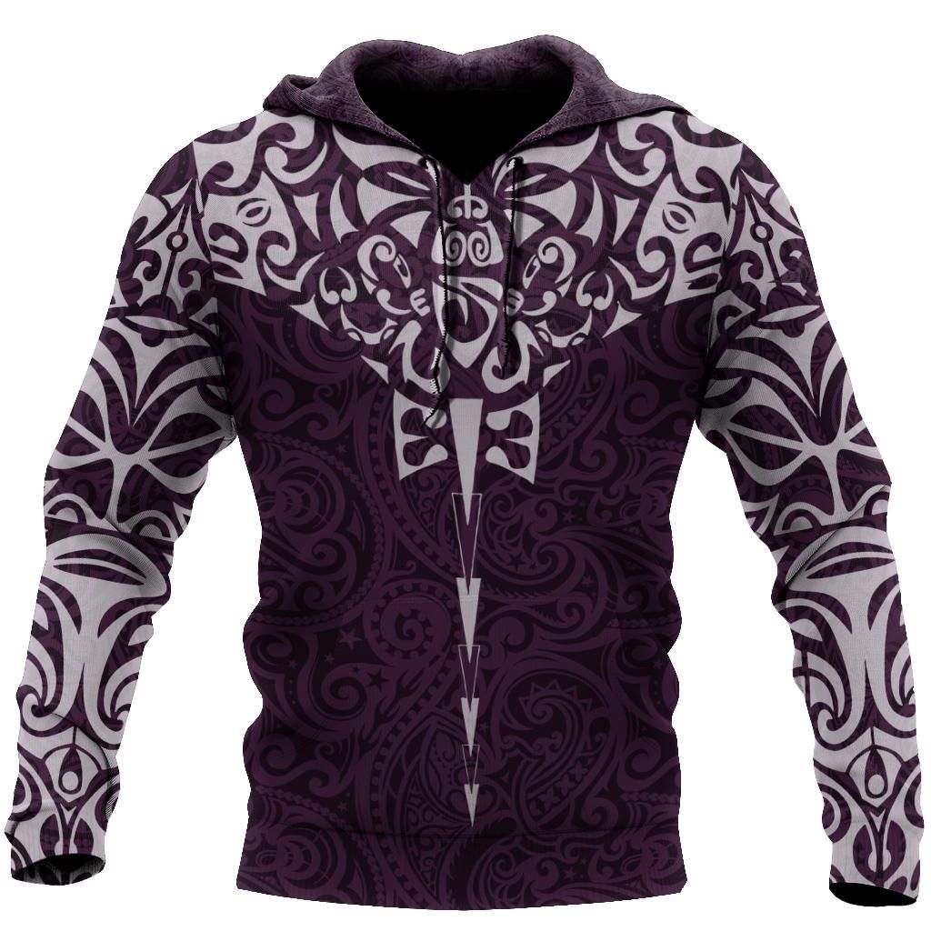 New zealand hoodie manta maori ta moko purple 3d all over printed shirt and short for man and women-PL