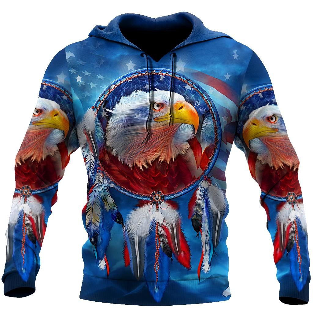 Eagle Dreamcatcher Native American Blue Hoodie 3D All Over Printed Shirts DD09112003-LAM