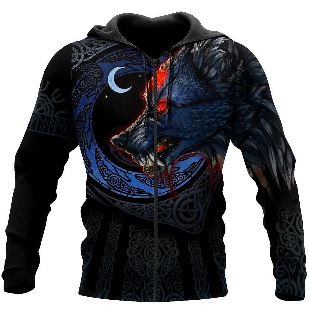 Fenrir Viking Wolf 3D Over Printed Hoodie for Men and Women-ML