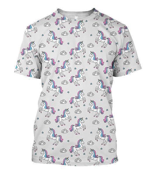 3D All Over Cute Unicorn and Rainbow Hoodie