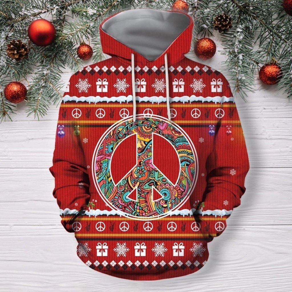 3D All Over Print christmas Hippie Hoodie