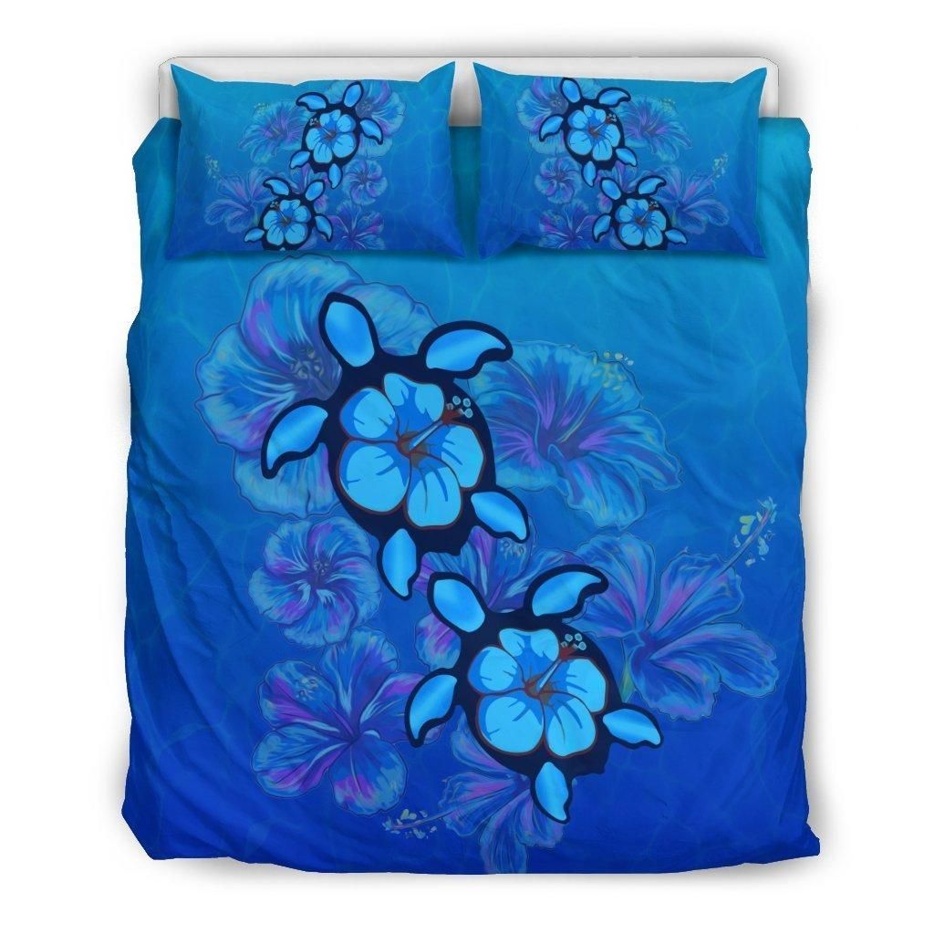 Hawaii Blue Turtle and Hibiscus Bedding Set - AH
