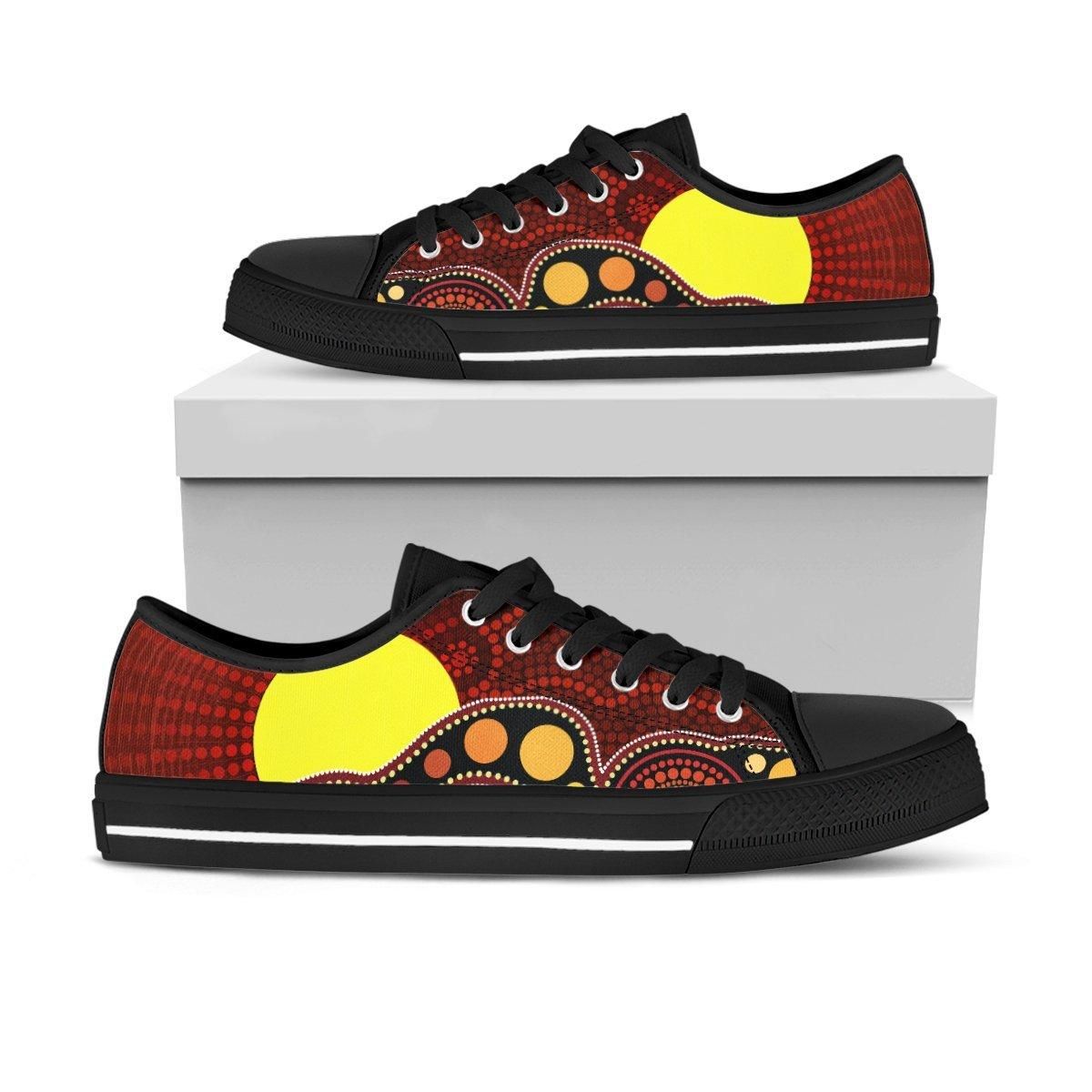 Aboriginal shoes australia colourful painting art Low Top Shoes-HC