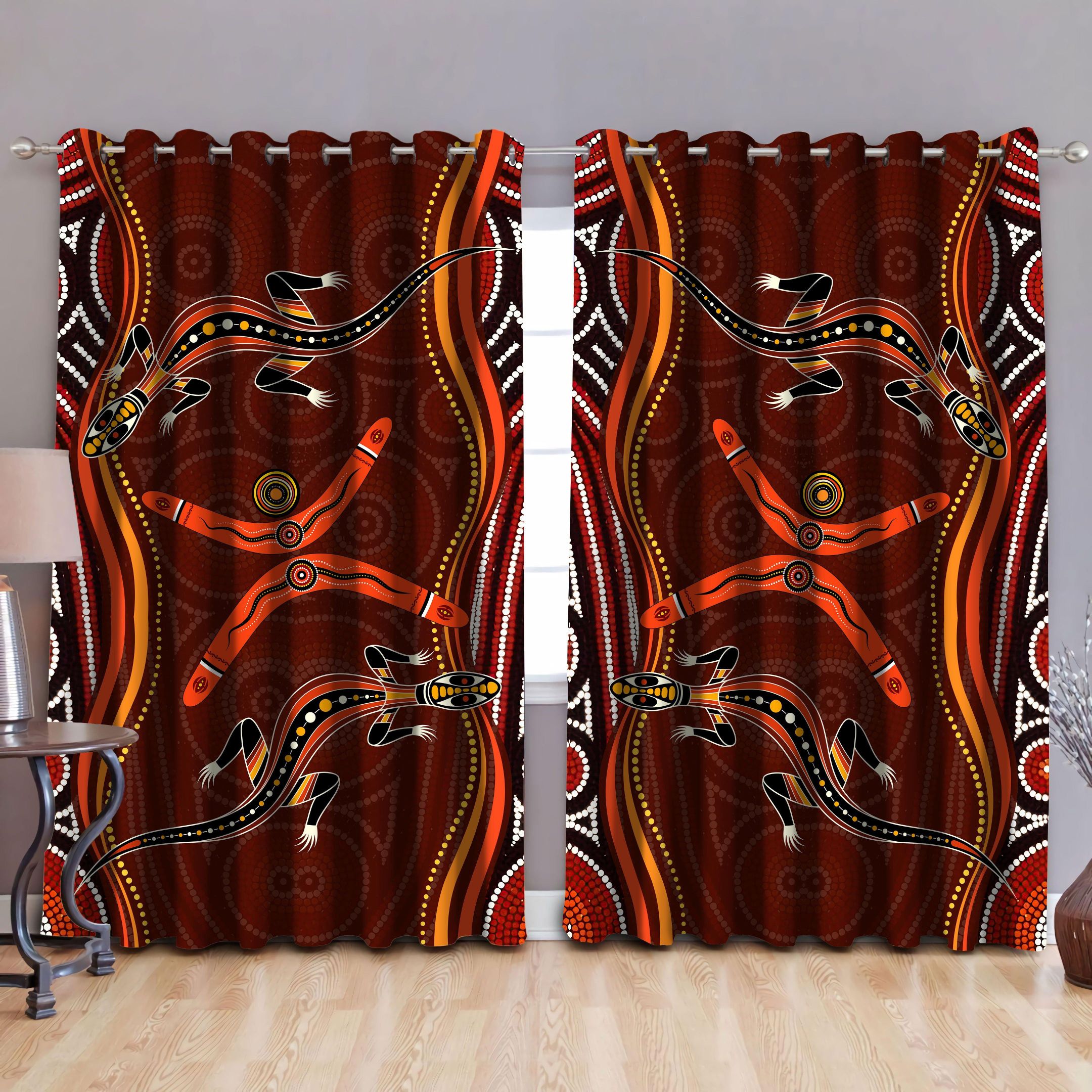 Aboriginal Naidoc Week Heal the Lizard 3D print Curtain-HC