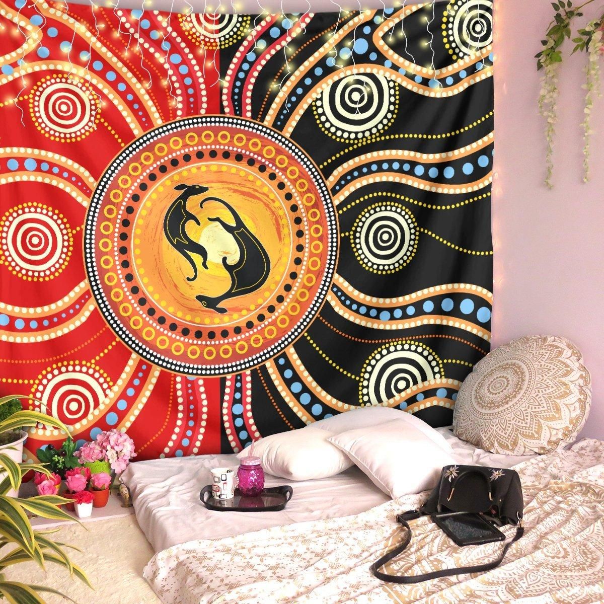 Aboriginal Kangaroo Australia Indigenous Painting Art 3D Print Wall Tapestry-HC