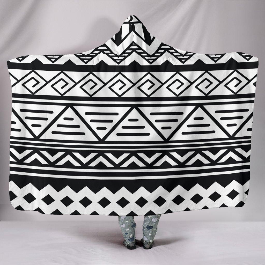 Customise Hoodie Blanket White Tribal Pattern