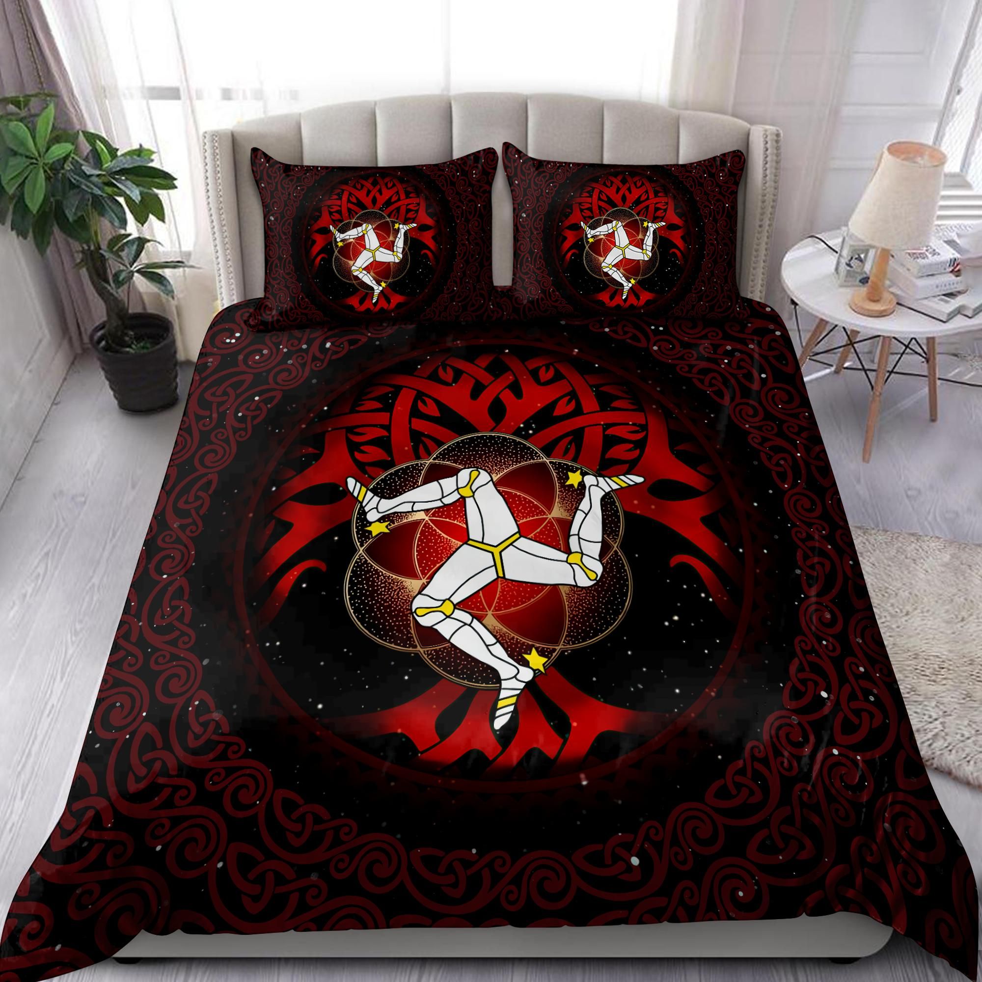 Celtic culture Triskelion Triple Red pattern 3D print Bedding Set-HC