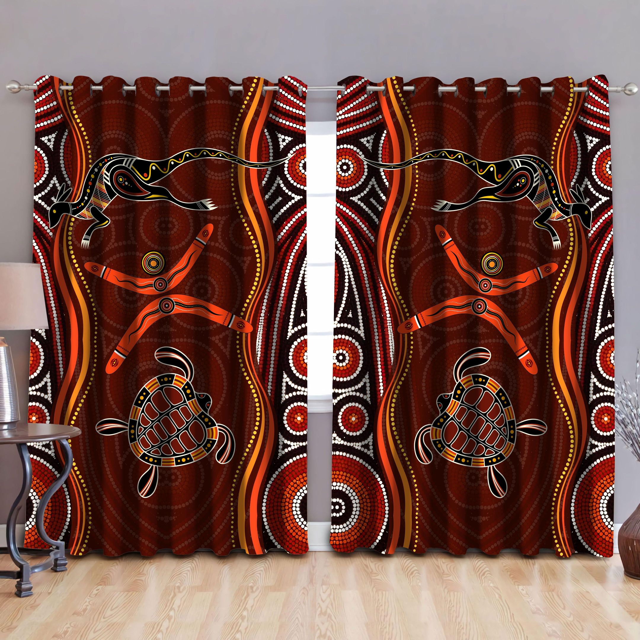 Aboriginal Naidoc Week Heal the Kangaroo and Turtle 3D print Curtain-HC