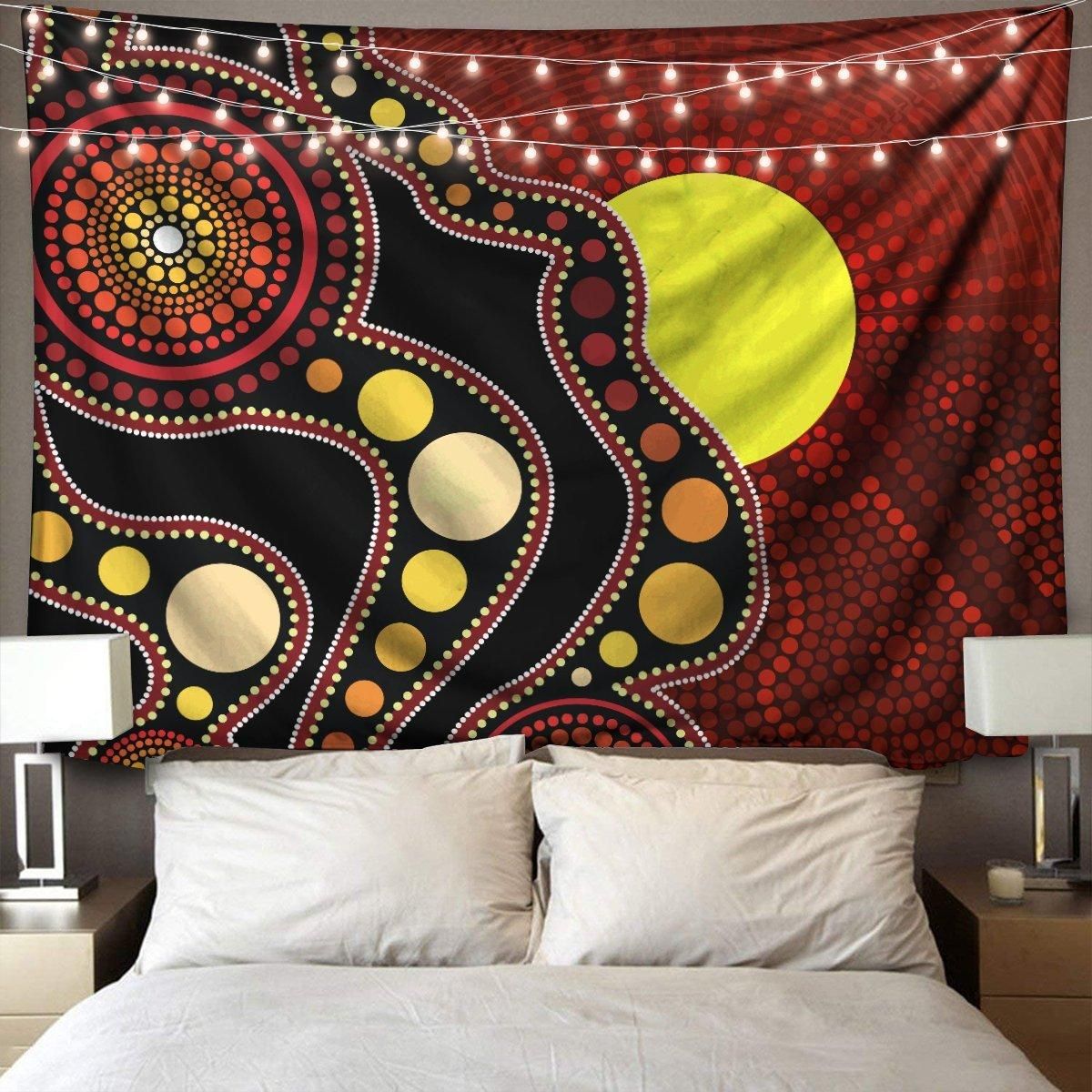 Aboriginal Flag Circle Dot Australia 3D Print Wall Tapestry-HC