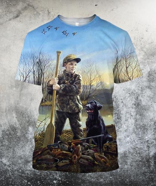 Boy Duck Hunting 3D All Over Printed Shirts