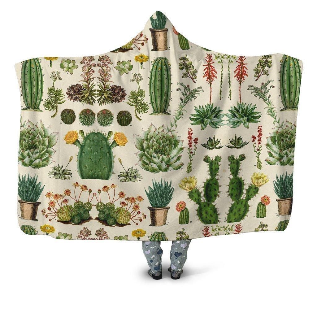 3D All Over Cacti Hoodie Blanket