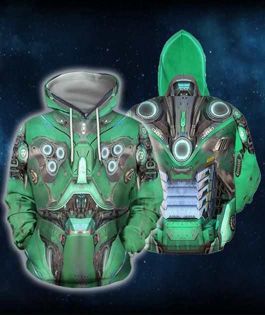 3D All Over Print Starcraft Marine Armor Green Hoodie