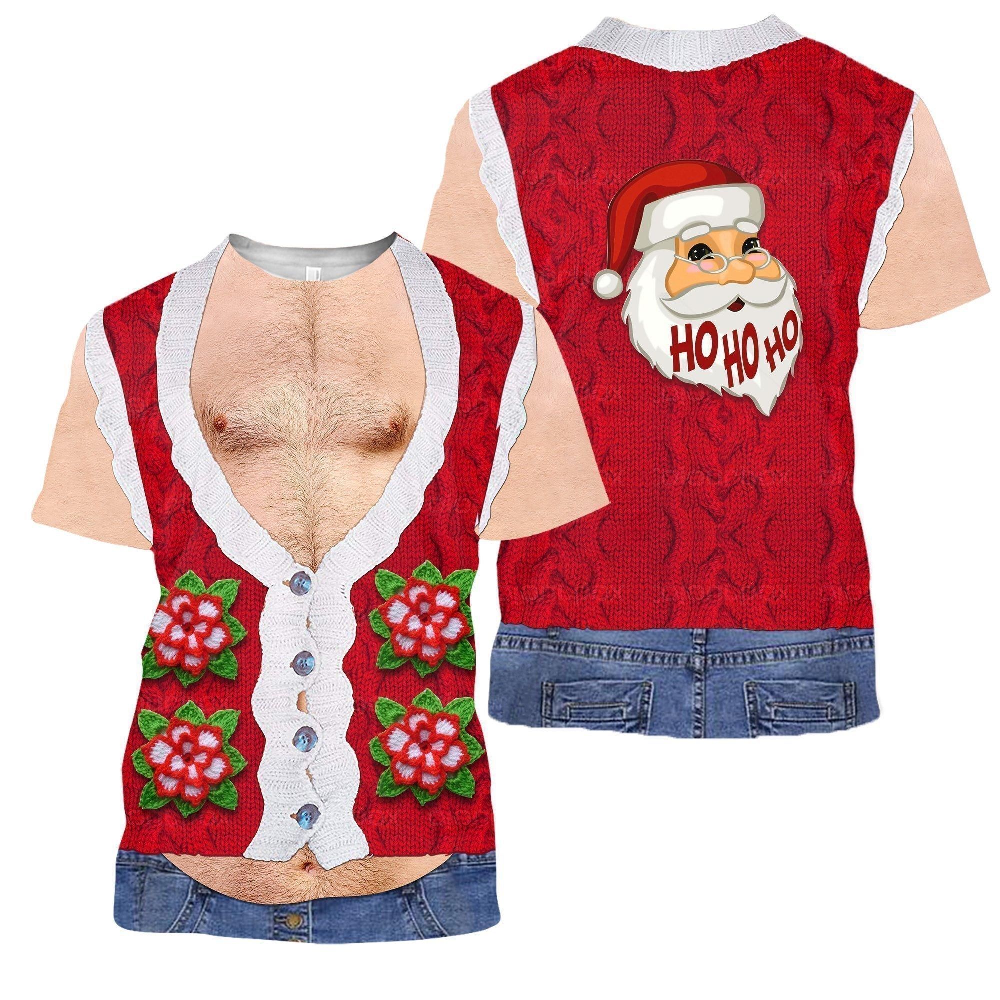 3D All Over Printed Real Men's Hairy Ugly Christmas Shirts and Shorts