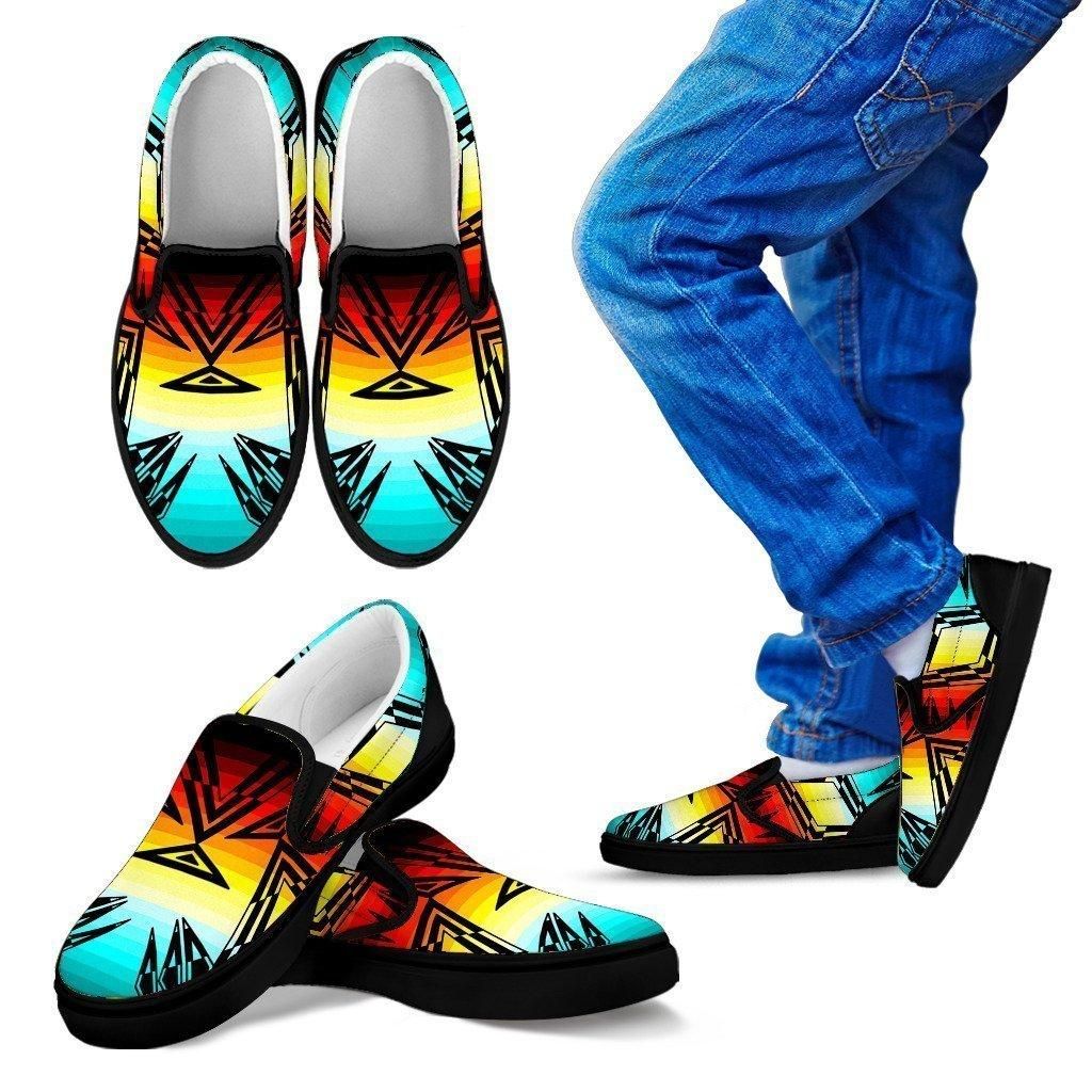 Fire and Turquoise Kid's Slip Ons