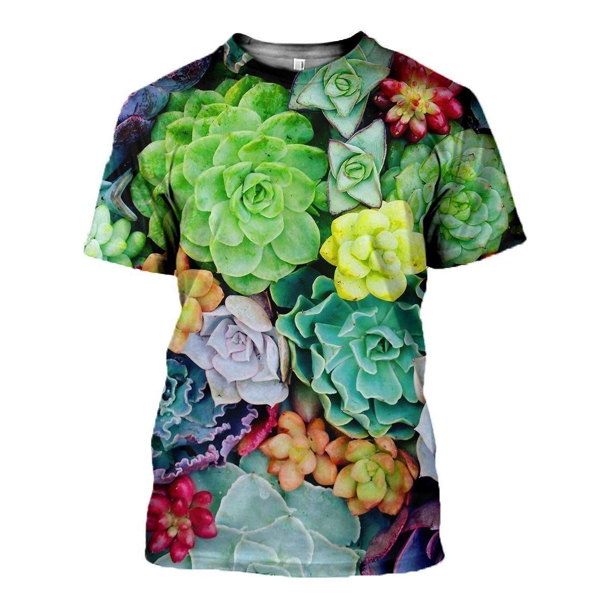 3D All Over Printed Colorful Succulent Shirts