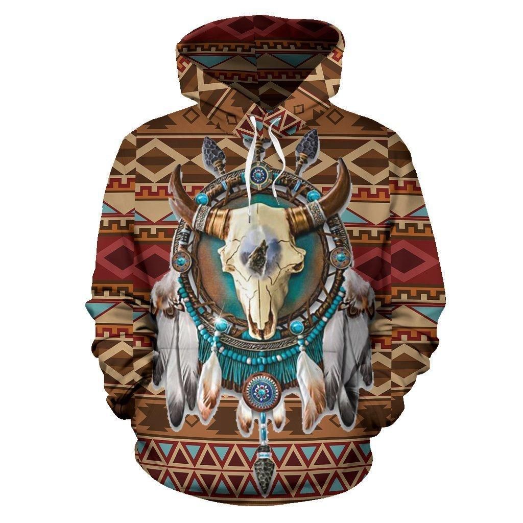 Bison Arrow Brown Native American Pride All Over Hoodie NVD1307