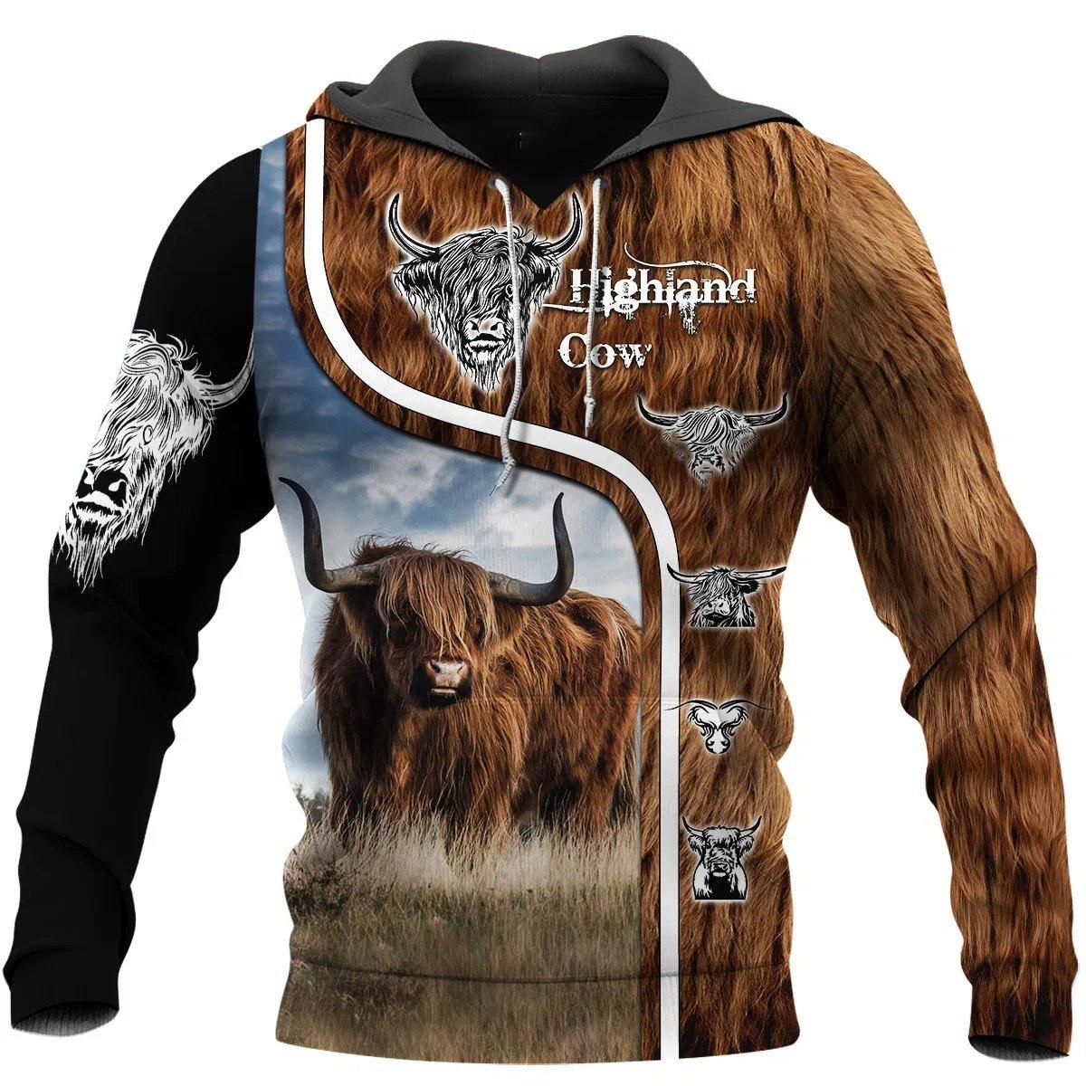 Highland Cattle Cow Hoodie T-Shirt Sweatshirt for Men and Women NM121108