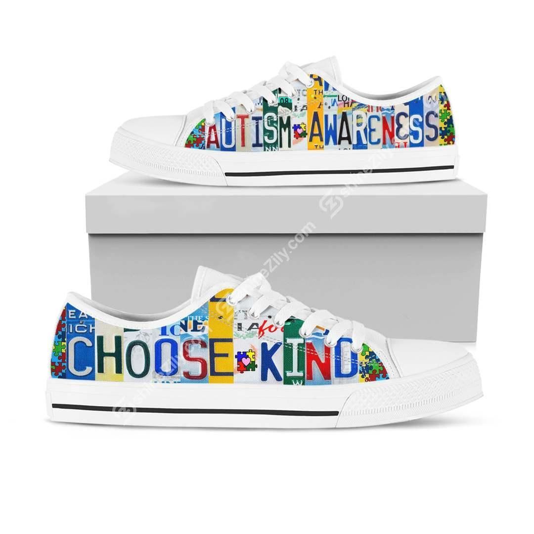 Autism Awareness Choose Kind Low Top Shoes White TA031303