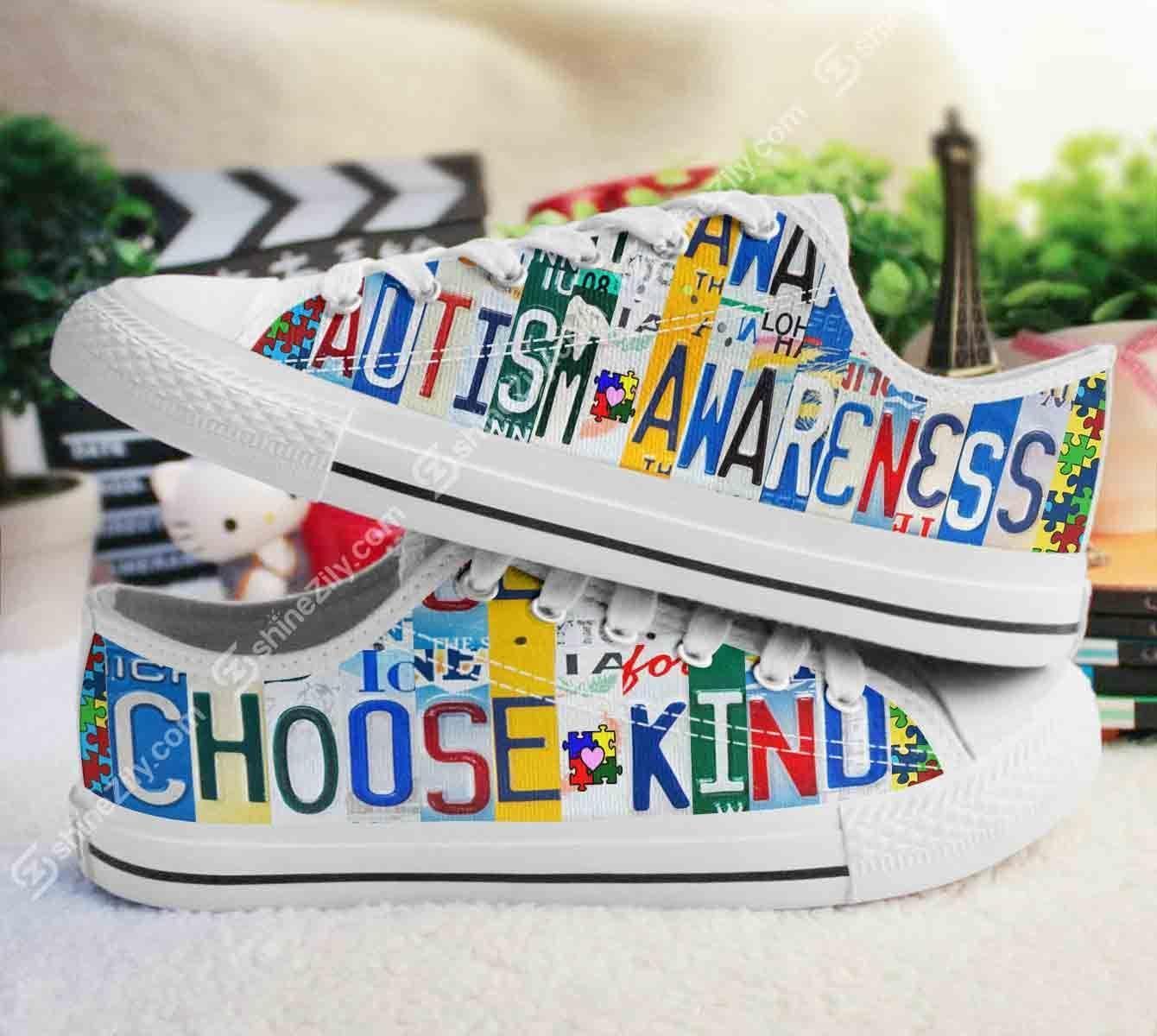 Autism Awareness Choose Kind Low Top Shoes White TA031303