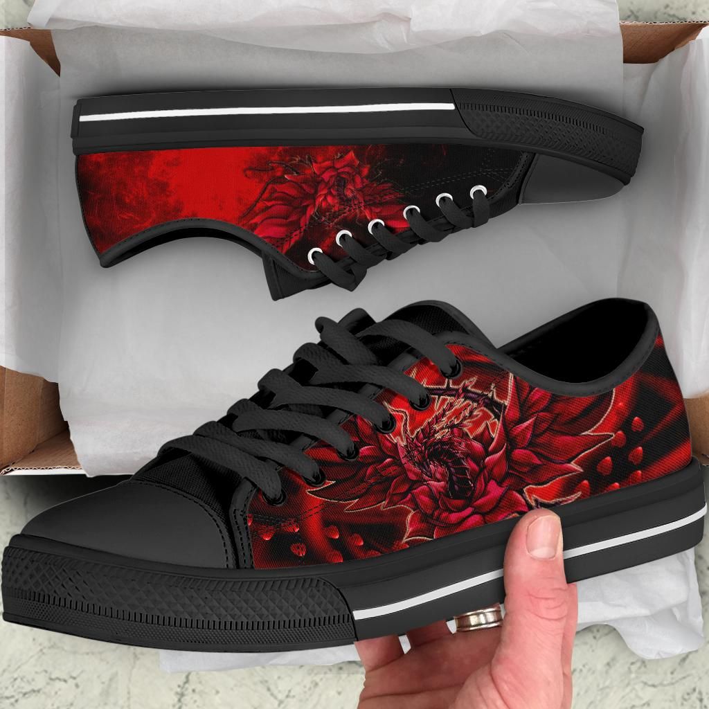 Black Rose Dragon Passion Low Top Shoes SU180301