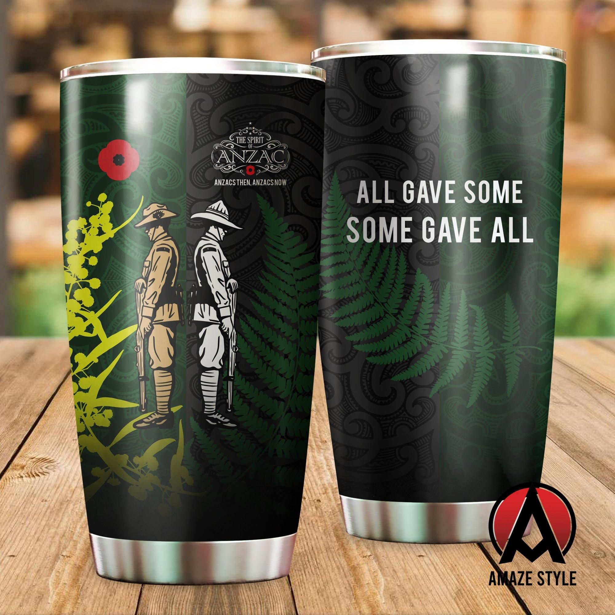 ANZAC day fern-wattle lest we forget Kiwi and Australia Soldier Stainless Steel Tumbler 20 Oz TR200202-HC