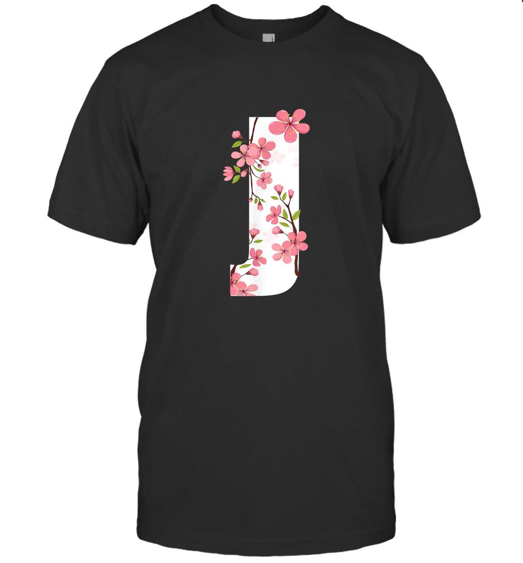 Letter J Cherry Blossom Flower with First Initial T-Shirt