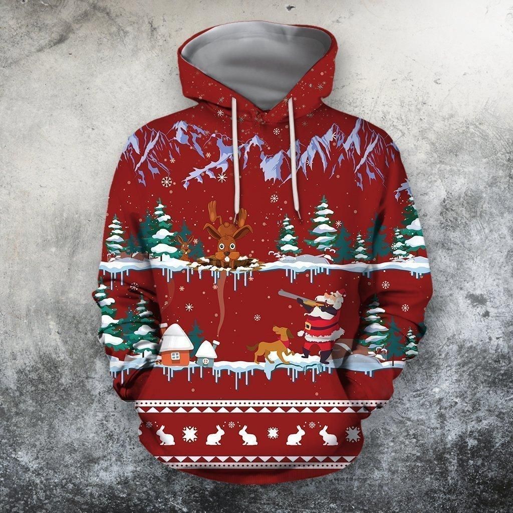 3D All Over Print Red Rabbit Hunting Hoodie