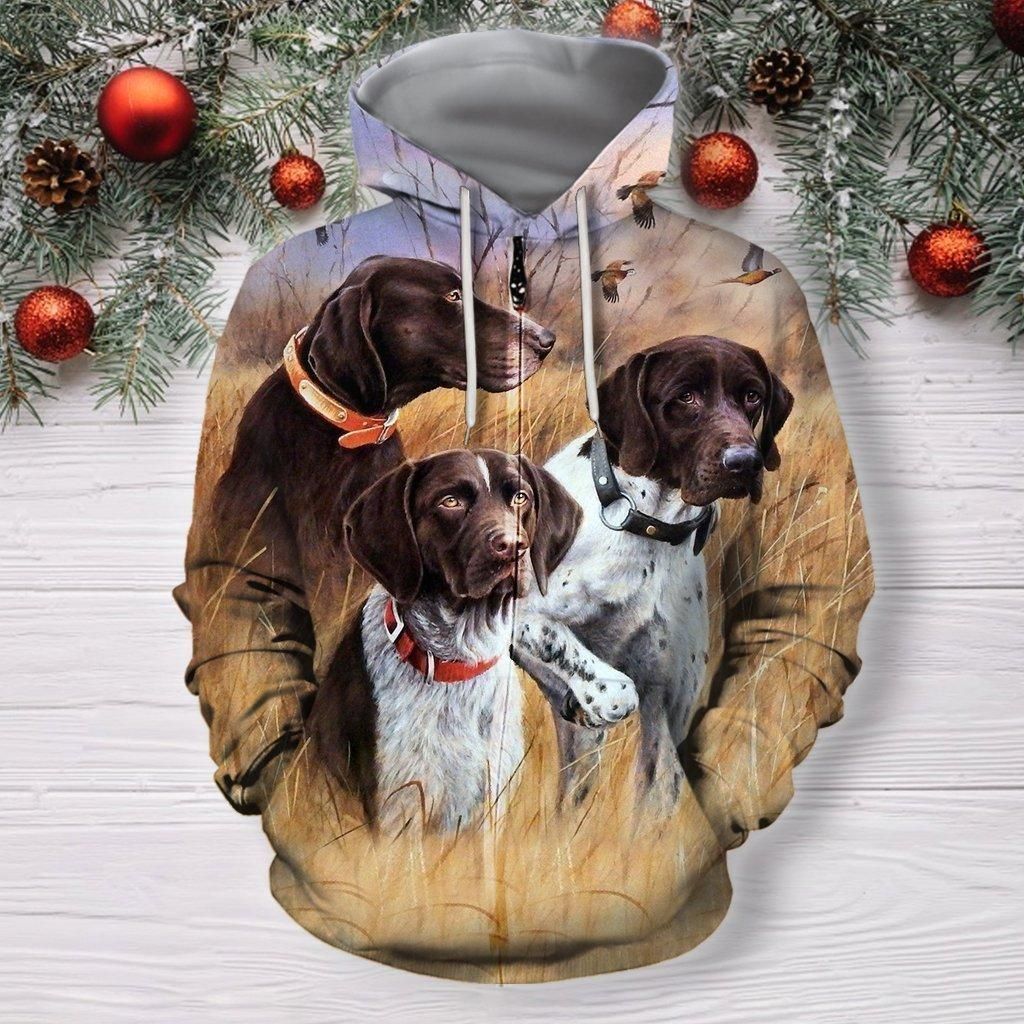 3D All Over Print 3 Hunting Dog Hoodie