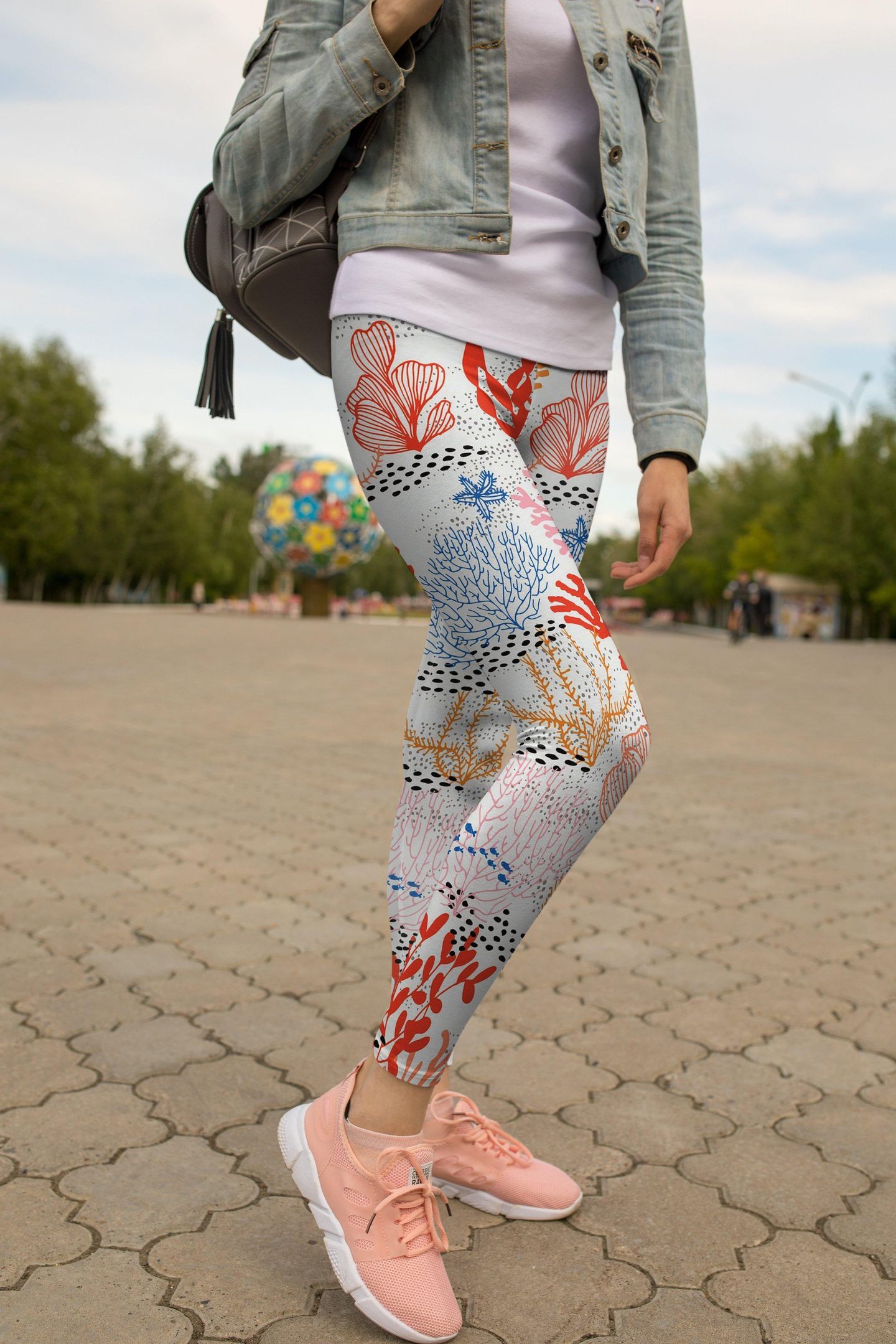3D All Over Print Coral Legging