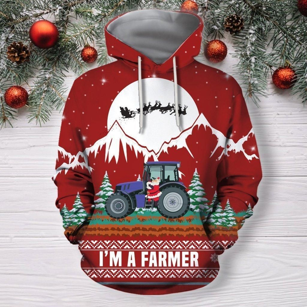 3D All Over Print Christmas Farmer Hoodie