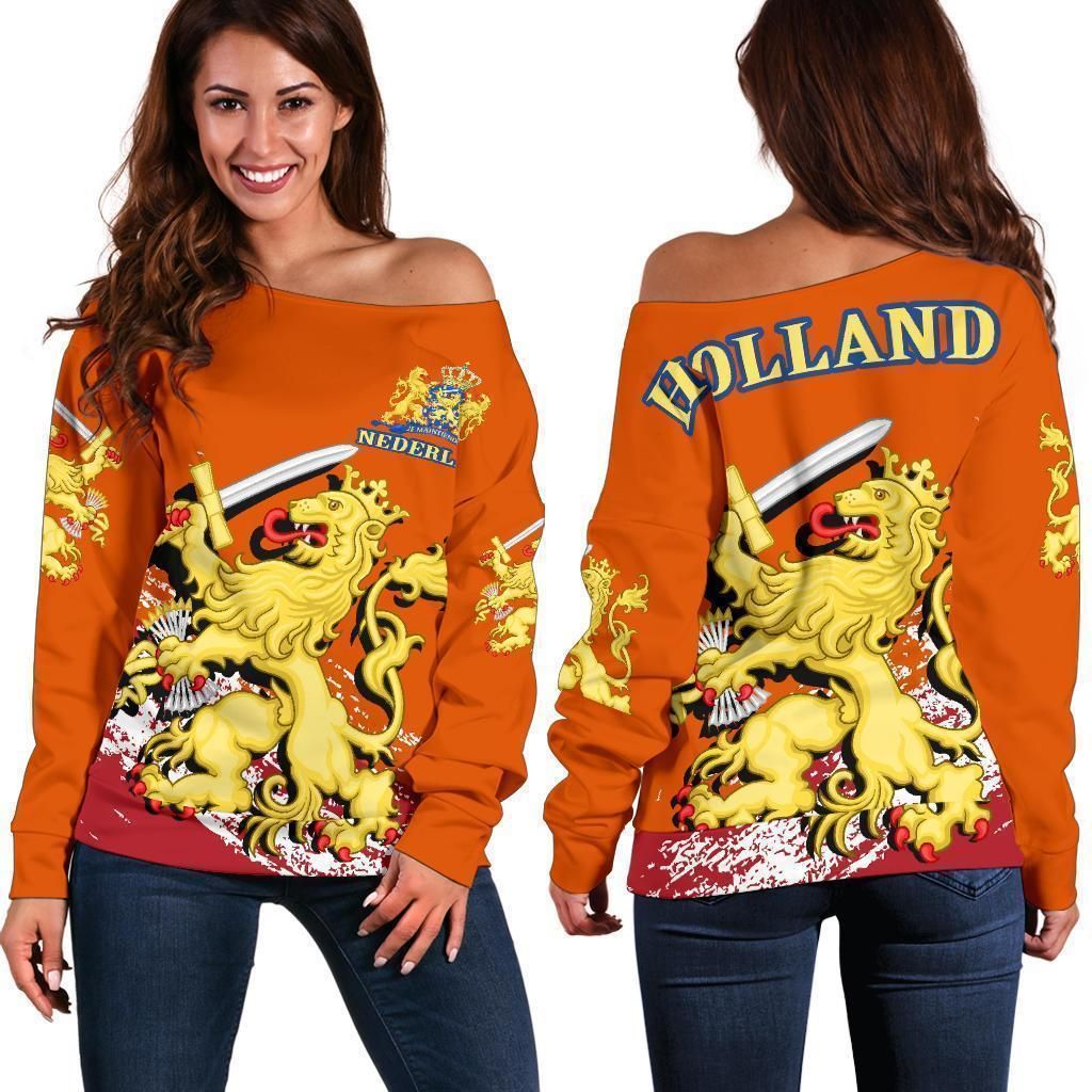 (Holland) Netherlands Lion Special Off Shoulder Sweater A7