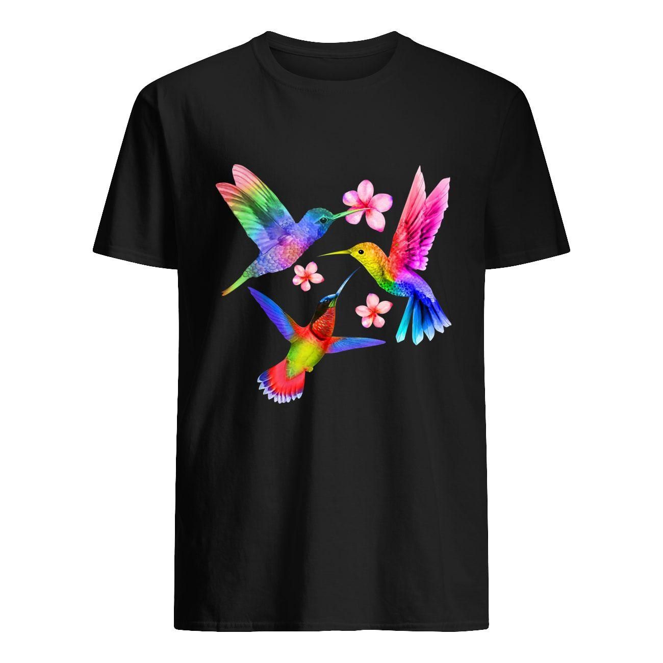 LGBT three Hummingbird with flower T-shirt