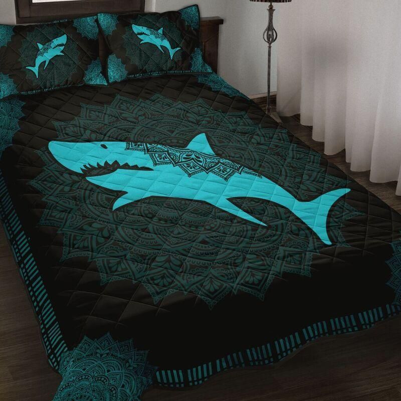 Blue Shark Mandala Quilt Bedding set HC24403