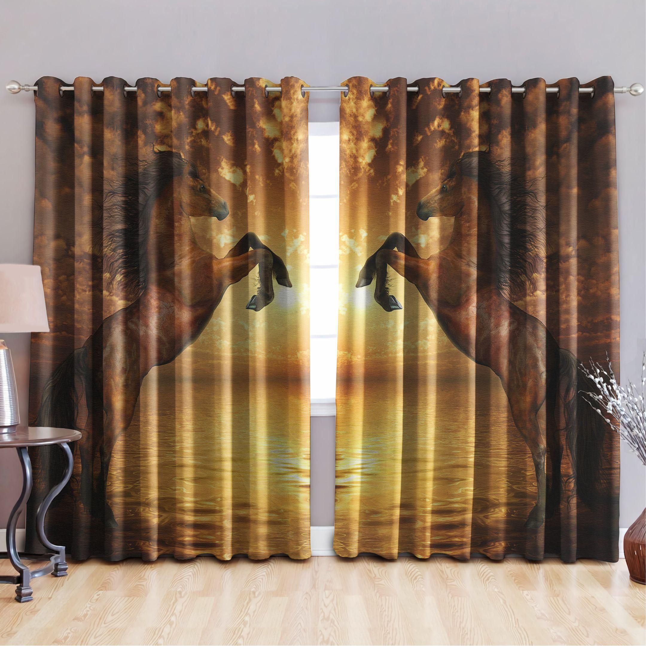 Horse Freedom Spirit At Sunset Blackout Thermal Grommet Window Curtains NM20050104