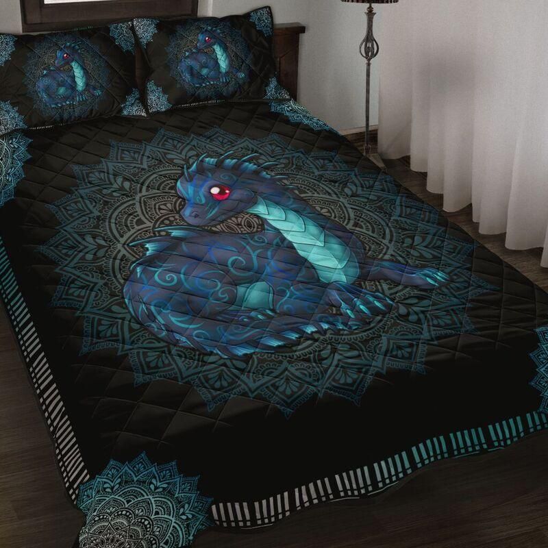 Mandala Lovely Blue Dragon Quilt Bedding Set-NM