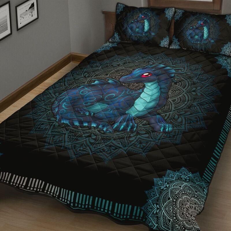 Mandala Lovely Blue Dragon Quilt Bedding Set-NM