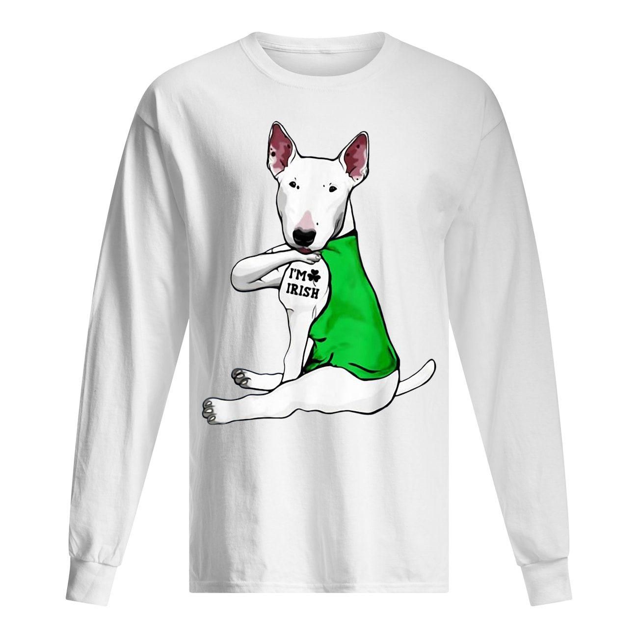 Bull Terrier Dog Tattoo I’m Irish St Patrick’s Day Shirt Men's Long Sleeved T-Shirt