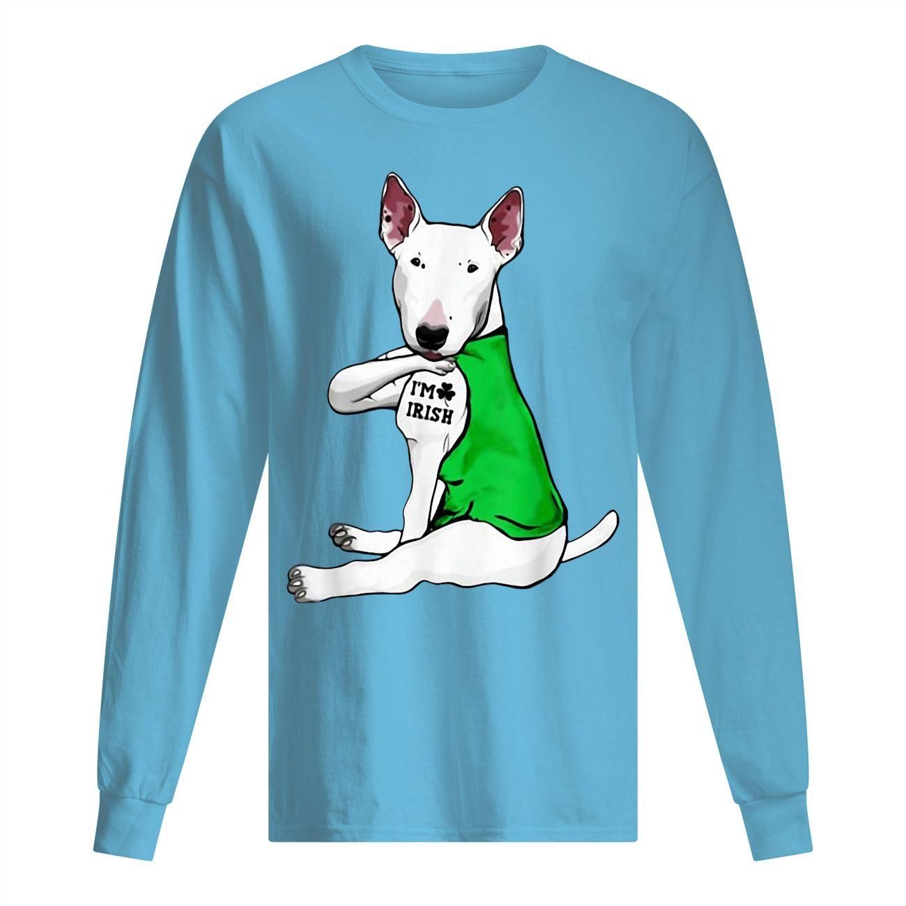 Bull Terrier Dog Tattoo I’m Irish St Patrick’s Day Shirt Men's Long Sleeved T-Shirt