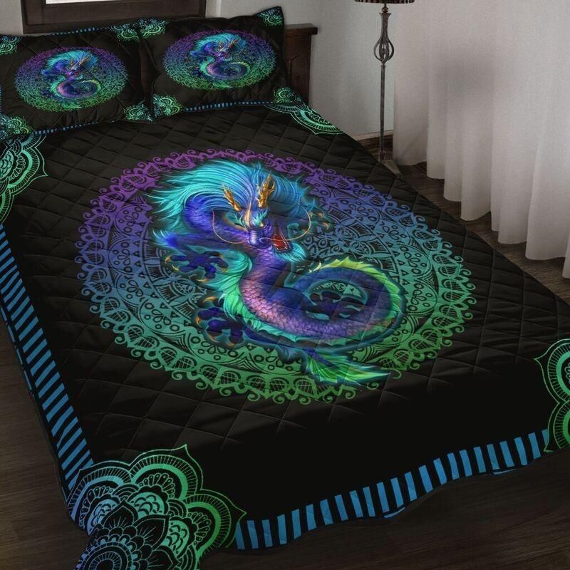 Colorful Mandala Dragon Quilt Bedding Set NM20042302