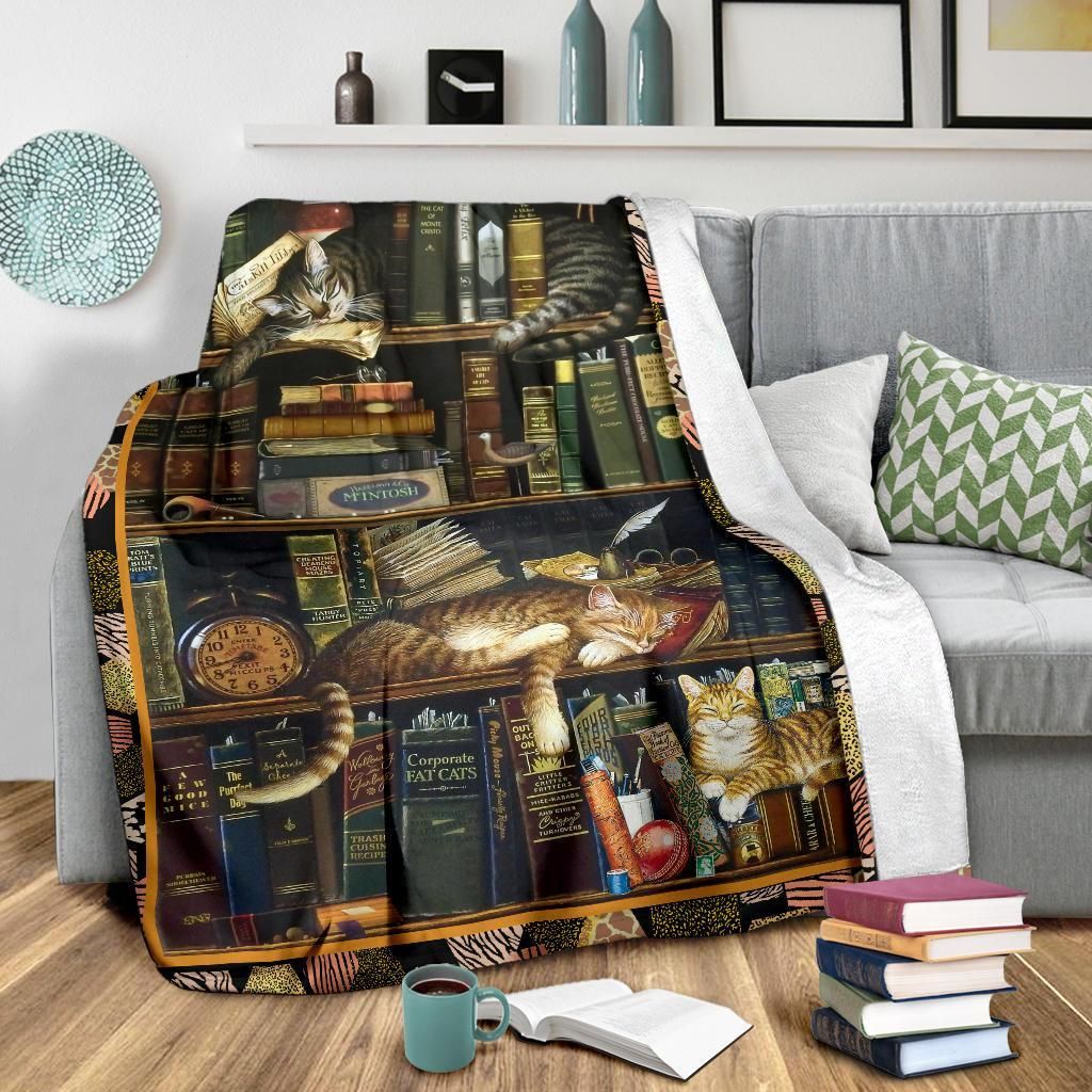 Bookshelf Cat Blanket - Bl061Pa