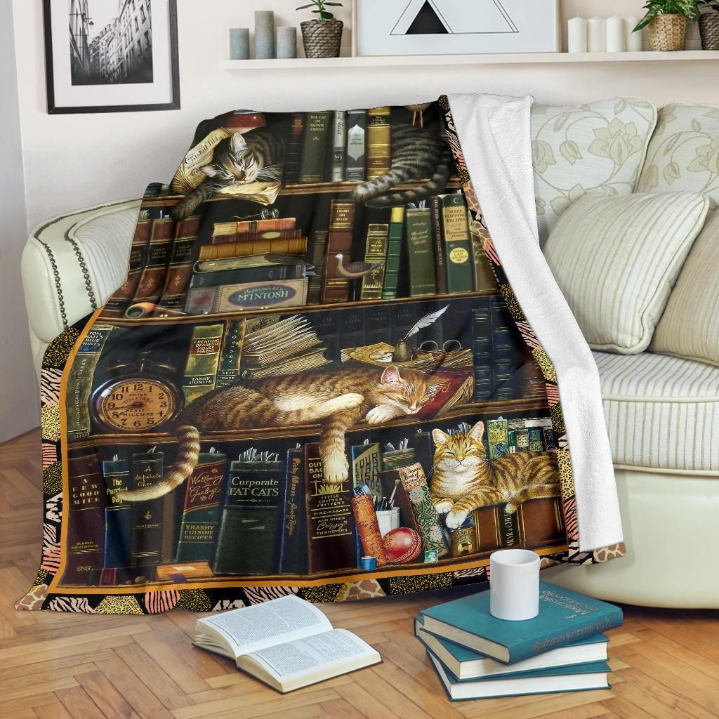 Bookshelf Cat Blanket - Bl061Pa